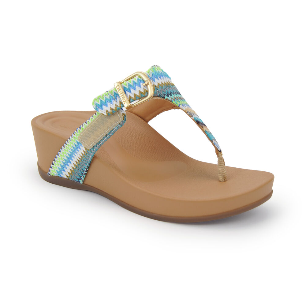 Aetrex Women's Kate Arch Support Wedge Sandals - Blue | USA IDLUMI8